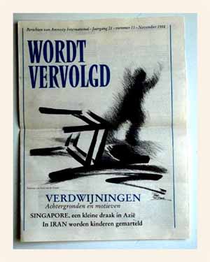 Omslag 'Wordt Vervolgd', tijdschrift van Amnesty International, 1988